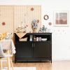 Black Wood 2-Door Dining Buffet Sideboard Cabinet