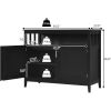 Black Wood 2-Door Dining Buffet Sideboard Cabinet