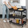 Black Steel Frame Cart on Wheels w/2 Bottom Shelves