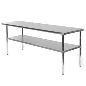 Heavy Duty 72 x 24 In. SS Kitchen Restaurant Prep Work Table