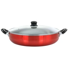 Better Chef 12 Inch Red Aluminum Deep Fryer Pan with Glass Lid