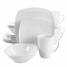 Bishop 16 Pc. Soft Square Porcelain Dinnerware Set in White