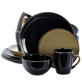 Cambridge Grand 16 Pc. Dinnerware Set for 4 in Black & Warm Taupe