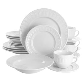 Charlotte 20 Pc. Porcelain Dinnerware Set in White