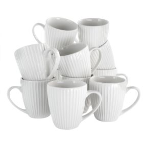 Elle 12 Pc. Round Porcelain Mug Set in White