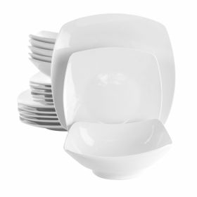 Newman 18 Pc. Square Porcelain Dinnerware Set in White