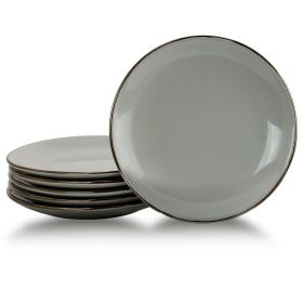 Elama Tahitian Sand 6-Piece Salad Plate Set, Light Grey