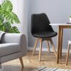 Set of 4 Mid-Century Style Black PU Leather Dining Chairs