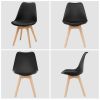 Set of 4 Mid-Century Style Black PU Leather Dining Chairs