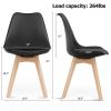 Set of 4 Mid-Century Style Black PU Leather Dining Chairs