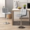 Set of 2 Modern Barstools w/Comfortable Grey PU Leather Seats