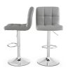 Set of 2 Modern Barstools w/Comfortable Grey PU Leather Seats