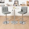 Set of 2 Modern Barstools w/Comfortable Grey PU Leather Seats