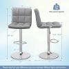 Set of 2 Modern Barstools w/Comfortable Grey PU Leather Seats