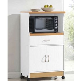 White Kitchen Utility Cabinet Microwave Cart w/Caster Wheels