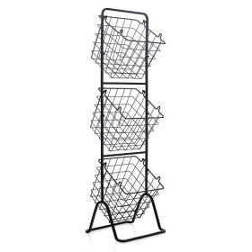 3-Tier Fruit Basket Stand w/Adjustable Heights