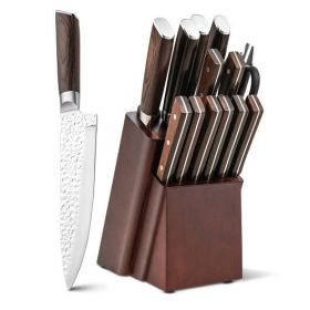 15 Pieces SS Knife Block Set with Ergonomic Handle