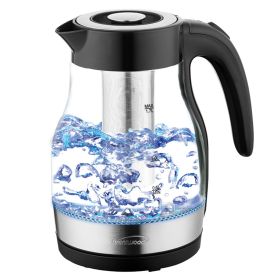 Glass 1.7 L Electric Kettle w/Tea Infuser in Black