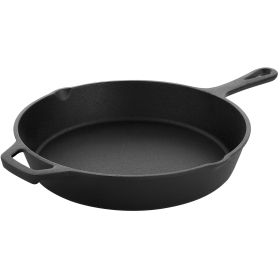 10 In. Round Preseasoned Cast Iron Frying Pan w/Handle in Black