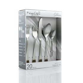 Gibbous 20 Piece Flatware Set, SS Service for 4 in Matte Silver