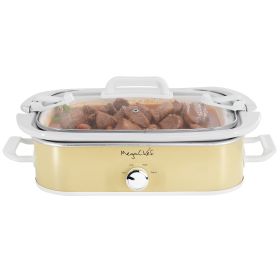 MegaChef 3.5 Quart Casserole Slow Cooker with 3 Temperature Settings in Cream