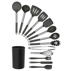 Gray Silicone and SS Cooking Utensils, Set of 14