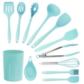 Light Teal Silicone Cooking Utensils, Set of 12