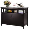 Dark Brown Wood 2-Door Dining Buffet Sideboard Cabinet