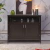 Dark Brown Wood 2-Door Dining Buffet Sideboard Cabinet