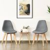 Set of 2 Mid-Century Modern Gray Dining Chair w/Wood Legs