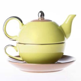 Green Yellow Porcelain Ceramic Teapot Cup Set