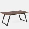 63-inch Rectangle Dining Table Brown Wood & Black Metal