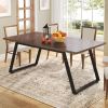 63-inch Rectangle Dining Table Brown Wood & Black Metal