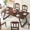 63-inch Rectangle Dining Table Brown Wood & Black Metal