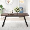 63-inch Rectangle Dining Table Brown Wood & Black Metal