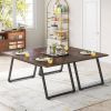 63-inch Rectangle Dining Table Brown Wood & Black Metal