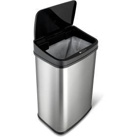 Silver/Black 13-Gallon SS Trash Can w/Motion Sensor Lid