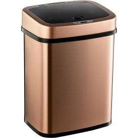 3-Gallon Copper Rose Gold SS Trash Can w/Motion Sensor Lid