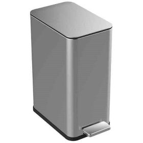 2.6 Gallon Slim Rectangular SS Kitchen/Bathroom Step Trash Can