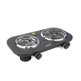 Electric 1500W Double Burner - Black