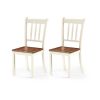 Set of 2 Wood White Armless Dining Chairs