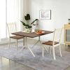 Set of 2 Wood White Armless Dining Chairs