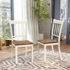 Set of 2 Wood White Armless Dining Chairs