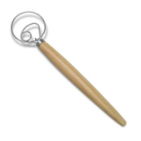 1pc Stainless Steel Dough Whisk With Wooden Handle