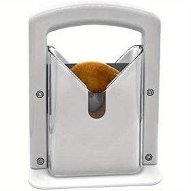 Stainless Steel Bagel Guillotine Slicer w/Safety Handle White