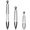 3 Pcs Stainless Steel Locking Food Tongs w/Silicon Tips