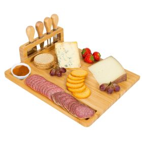 Bamboo Charcuterie Platter Serving Tray w/Cutlery Set