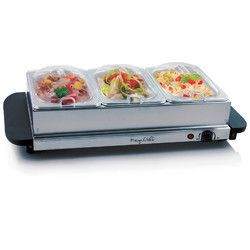 MegaChef Buffet Server & Food Warmer With 3 Removable Sectional Trays , Heated Warming Tray and Removable Tray Frame