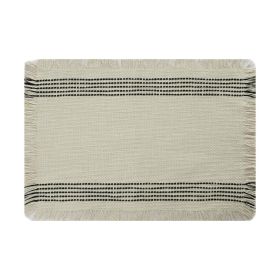 Jett Stripe Woven Placemat Black on White 14" x 20"