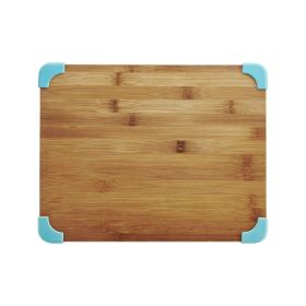 11 In. x 14 In. Bamboo Cutting Board w/Non-slip Aqua Corners